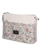 Geantă crossbody femei din piele fibră, mic, imprimeu floral, alb - Karen Andrea
