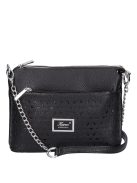 Geantă crossbody femei din piele fibră, mic, imprimeu floral, negru - Karen Andrea