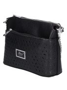 Geantă crossbody femei din piele fibră, mic, imprimeu floral, negru - Karen Andrea