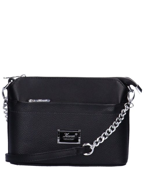 Geantă crossbody femei din piele fibră, mic, negru - Karen Andrea