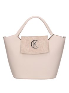   Geantă de mână femei, piele fibră cu imprimeu floral, bej - Karen Elwina