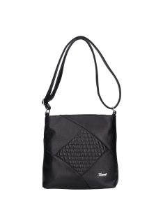   Geantă crossbody femei din piele fibră, matlasat, negru - Karen Axel