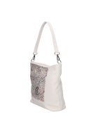 Geantă crossbody femei, piele fibră cu imprimeu floral, alb - Karen Rita