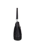 Geantă crossbody femei, piele fibră cu imprimeu floral, negru - Karen Rita