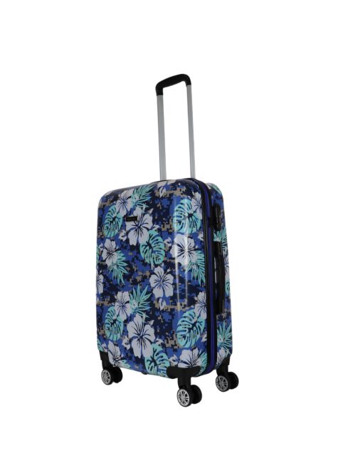 Troler mediu cu 4 roți, imprimeu floral, albastru - Benzi Beach