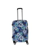 Troler mediu cu 4 roți, imprimeu floral, albastru - Benzi Beach