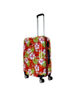   Troler mediu cu 4 roți, imprimeu floral, roșu - Benzi Beach