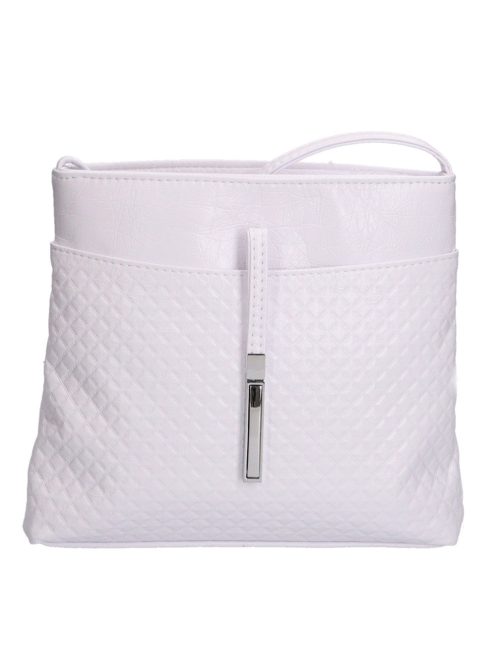 Geantă crossbody femei, piele fibră, mic, alb - Karen Rita