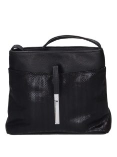   Geantă crossbody femei, piele fibră, mic, negru - Karen Rita