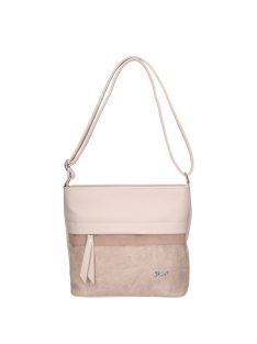   Geantă crossbody femei, din piele fibră cu imprimeu floral, bej -  Karen Inga