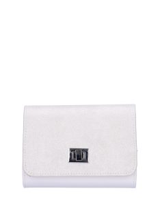   Geantă crossbody femei din piele fibră, alb-argintiu - Karen Zuza