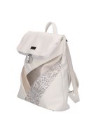 Rucsac femei din piele fibră cu imprimeu floral, alb - Karen Mati