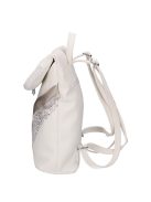 Rucsac femei din piele fibră cu imprimeu floral, alb - Karen Mati
