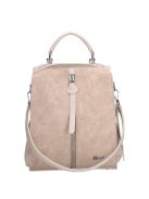 Rucsac/geantă de umăr femei, piele fibră cu imprimeu floral, bej-bej închis - Karen Fedele