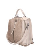 Rucsac/geantă de umăr femei, piele fibră cu imprimeu floral, bej-bej închis - Karen Fedele
