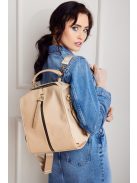 Rucsac/geantă de umăr femei din piele fibră cu imprimeu floral, alb - Karen Fedele