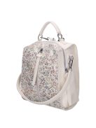 Rucsac/geantă de umăr femei din piele fibră cu imprimeu floral, alb - Karen Fedele