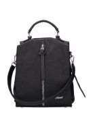Rucsac/geantă de umăr femei din piele fibră, imprimeu floral, negru - Karen Fedele