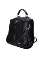 Rucsac/geantă de umăr femei din piele fibră, imprimeu floral, negru - Karen Fedele