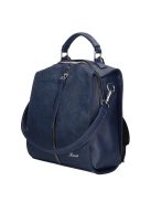 Rucsac/geantă de umăr femei din piele fibră cu imprimeu floral, albastru - Karen Fedele