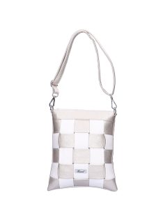   Geantă crossbody femei din piele fibră, șampanie-alb - Karen Liz