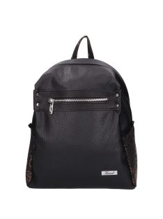   Rucsac femei, piele fibră cu imprimeu floral, negru - Karen Leos