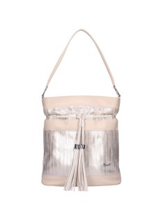   Geantă de umăr femei din piele fibră, bej-rose gold - Karen Olka