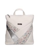 Rucsac femei, piele fibră, imprimeu floral, alb- Karen Iva