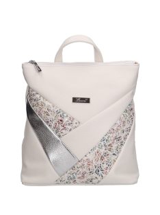Rucsac femei, piele fibră, imprimeu floral, alb- Karen Iva