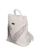 Rucsac femei, piele fibră, imprimeu floral, alb- Karen Iva