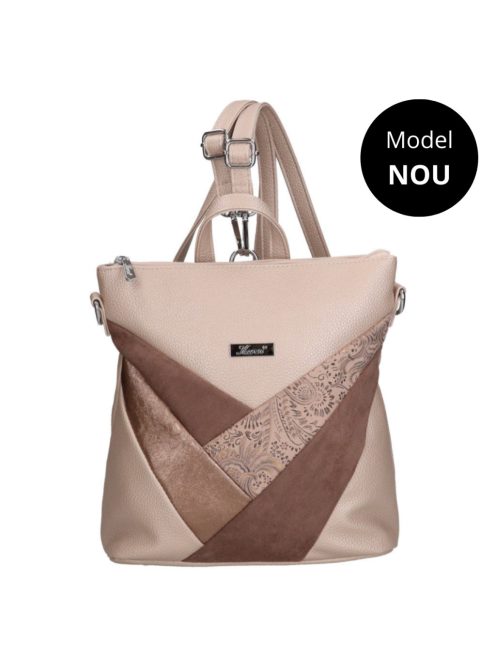 Rucsac femei, piele fibră, șampanie - Karen Iva