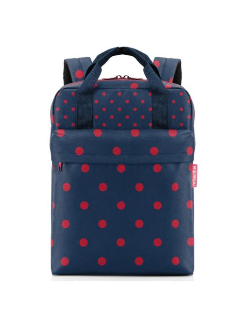 Rucsac femei, imprimeu buline, albastru-roșu - Reisenthel allday backpack M