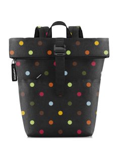   Rucsac curier femei cu buline, negru-multicolor - Reisenthel rolltop
