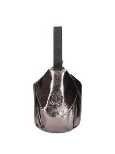   Rucsac/geantă de umăr femei din piele fibră, lacuită, grafit metalic - Chiara Mistia