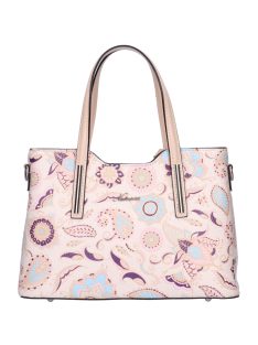   Geantă de mână femei din piele italiană, imprimeu floral, roz pudră - Natascia H7015