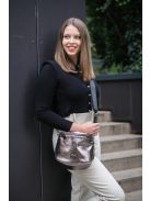 Geantă crossbody femei din piele fibră, matlasat, negru -  Karen Palmira