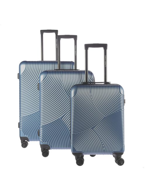 Set troler din 3 piese, 4 roți, albastru glaciar - Enrico Benetti Louisville