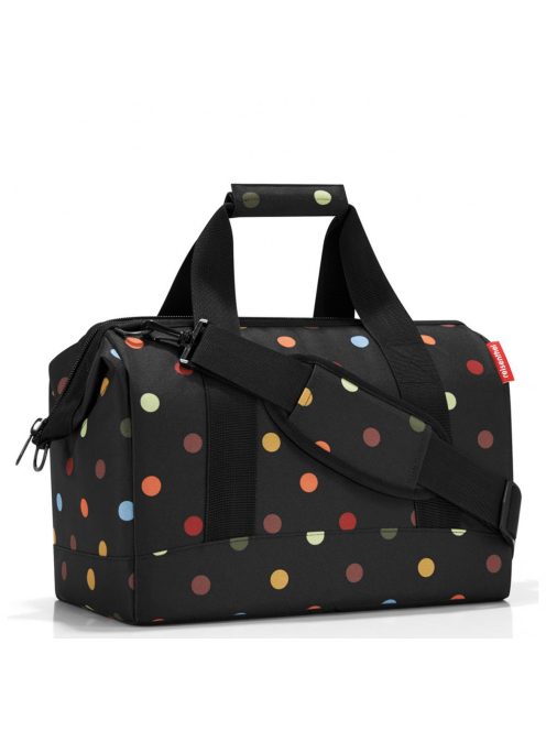 Geantă de călătorie, cu imprimeu buline, mediu, negru-multicolor - Reisenthel allrounder M
