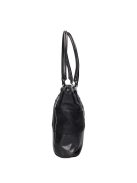 Geantă de umăr femei, piele fibră, imprimeu floral, negru - Karen Ilona