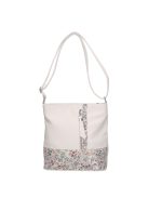 Geantă crossbody femei din piele fibră cu imprimeu floral, alb - Karen Dona