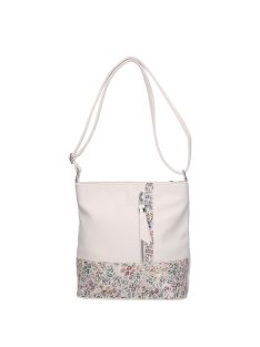   Geantă crossbody femei din piele fibră cu imprimeu floral, alb - Karen Dona
