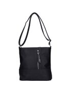 Geantă crossbody femei din piele fibră cu imprimeu floral, negru - Karen Dona