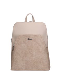   Rucsac femei din piele fibră cu imprimeu floral, mediu, bej - Karen Juta