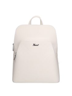   Rucsac femei din piele fibră, mediu, imprimeu floral, alb - Karen Juta