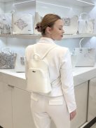 Rucsac femei din piele fibră, mic, alb - Karen Juta