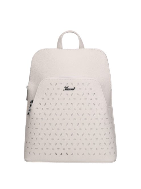Rucsac femei din piele fibră, mic, imprimeu floral, alb - Karen Juta