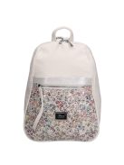 Rucsac femei din piele fibră, imprimeu floral, alb - Karen Maks