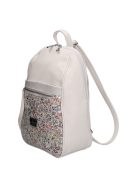 Rucsac femei din piele fibră, imprimeu floral, alb - Karen Maks