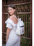 Rucsac femei din piele fibră, șampanie-alb - Karen Maks