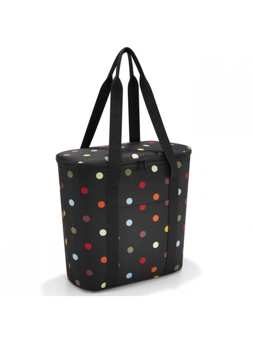 Geantă termică femei, imprimeu buline, negru-multicolor - Reisenthel thermoshopper
